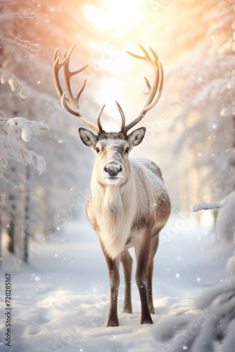 Winter Wonderland: Majestic Snowy Forest with a Magnificent Herd of Wild Reindeer © SHOTPRIME STUDIO
