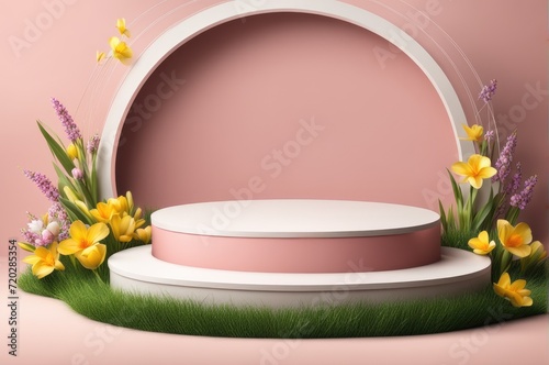 Spring Display with Floral Arch and Eggs