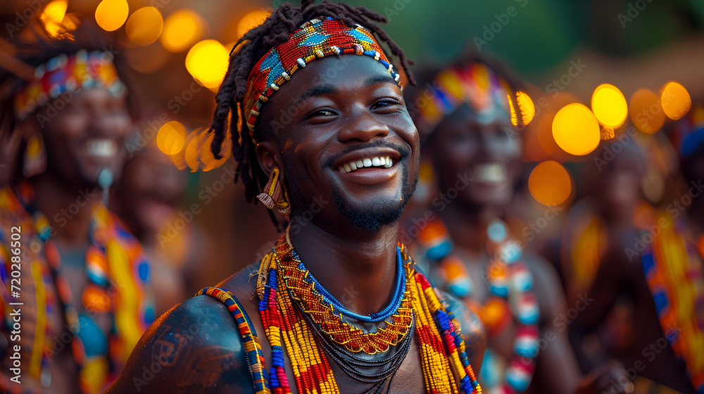 African male drummers in bright clothes African male drummers in bright clothes