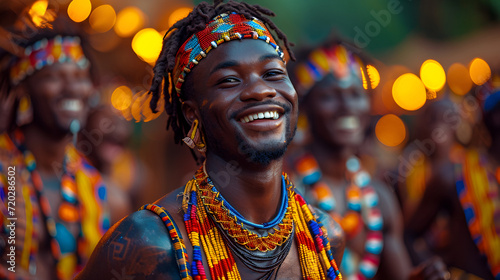 African male drummers in bright clothes