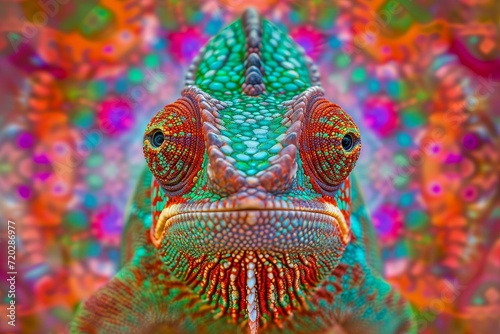 A vibrant and mesmerizing lizard adorned with a kaleidoscope of psychedelic colors, embodying the fusion of art and nature