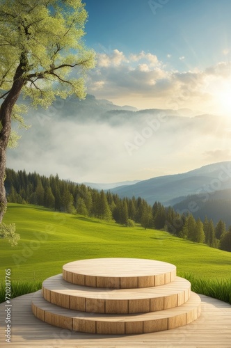 Sunny Meadow Podium with Tree Shade