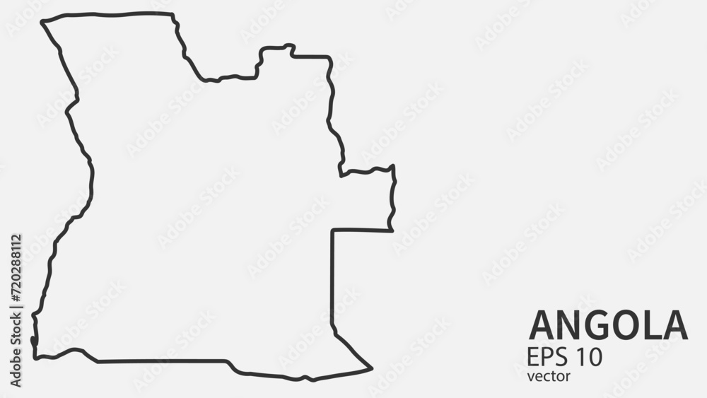 Vector line map of Angola. Vector design isolated on white background.	
