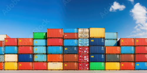 Colorful Industrial Harbor: Containers, Shipping, and Trade