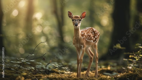 A photo of a baby deer from nature