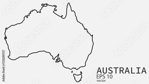 Vector line map of Australia. Vector design isolated on white background.	
