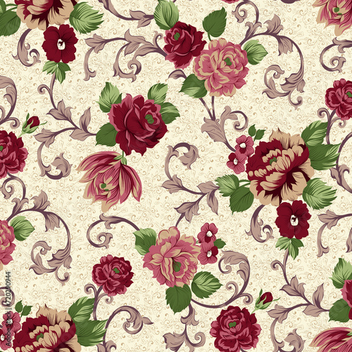 Seamless floral pattern beige background  graphic art work design.