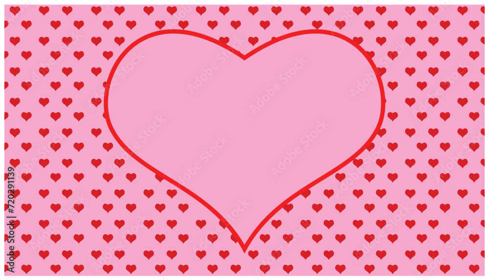 valentine's day card with red hearts on a pink background. Template for presentation. Cover to web design. Template for valentine design