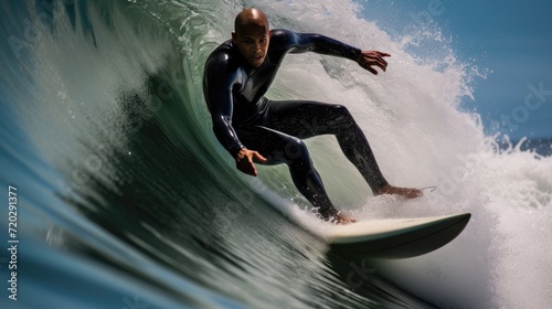a black man surfing in the sea take by professional photographer a great day in the stoke © Monkey