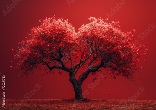 Tree With Red Heart-shaped Leaves © LUPACO IMAGES