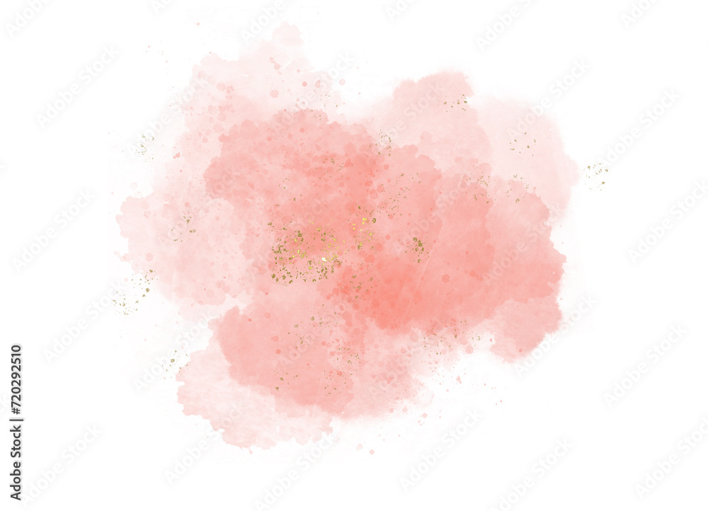 Pastel pink watercolor paint brush glitter gold  with golden , dots and stains. Pastel marble alcohol ink drawing effect. pink texture design element for wedding invitation.	