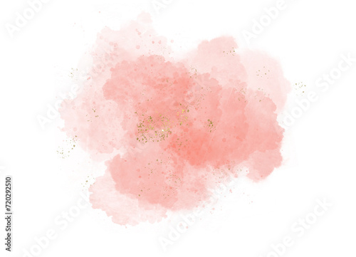 Pastel pink watercolor paint brush glitter gold with golden , dots and stains. Pastel marble alcohol ink drawing effect. pink texture design element for wedding invitation. © Phakamas