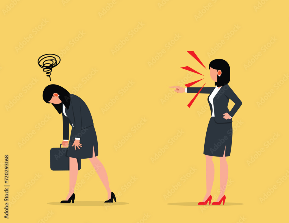 Employee job reduction. Businesswoman dismissed from job. Employee job reduction. Businesswoman dismissed from job.