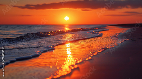 Golden hour sunset on a deserted beach