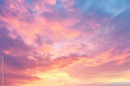 Background of sunrise sky with gentle colors of soft clouds © Amer