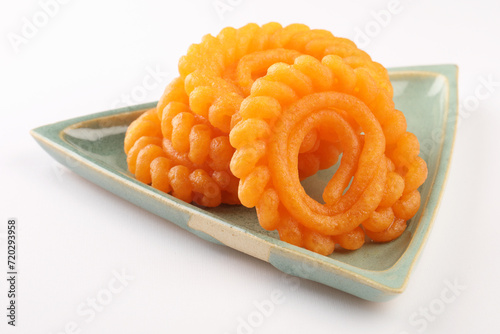 Indian Sweet Food Imarti Also Know as Amriti, Omriti, Jahangir, Jalebi, Jaangiri. It is Made by Deep-Frying Vigna Mungo Flour Batter in a Kind of Circular Flower Shape.