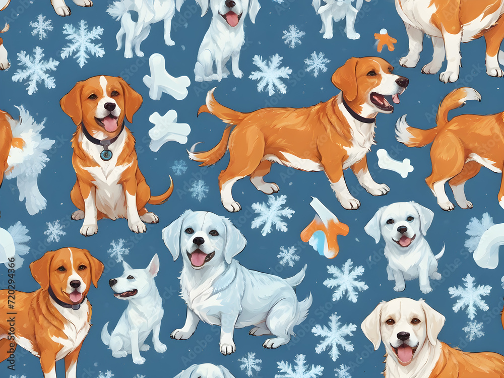 Obraz premium seamless pattern with dogs