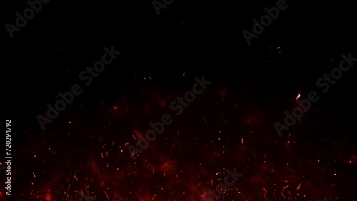 Fire sparks background. Abstract dark glitter fire particle lights.