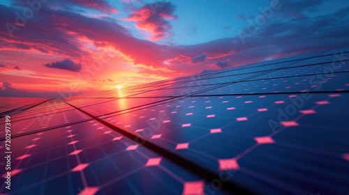 Solar Panels Against The Deep Blue Sky