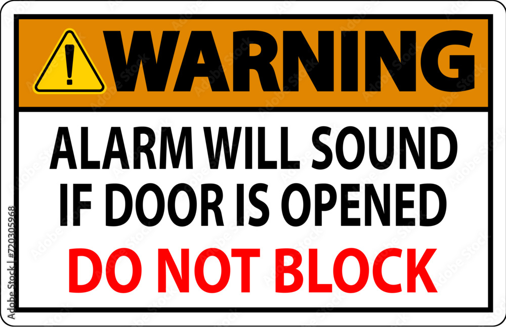 Warning Sign, Fire Door Alarm Will Sound If Door Is Opened Do Not Block
