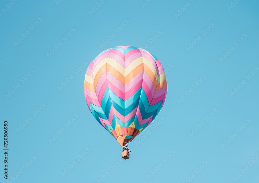 Colorful Hot Air Balloon Soaring in Blue Sky Colorful Hot Air Balloon Soaring in Blue Sky