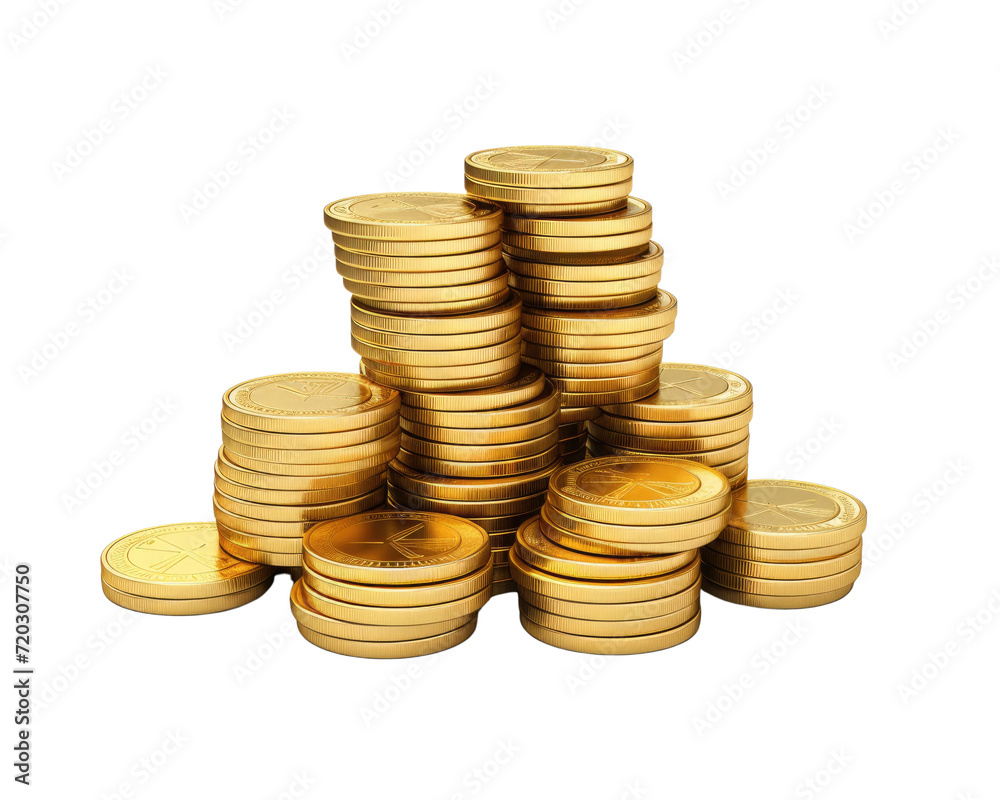 3d illustration gold pile of coins isolated on trasnparent background 3d illustration gold pile of coins isolated on trasnparent background