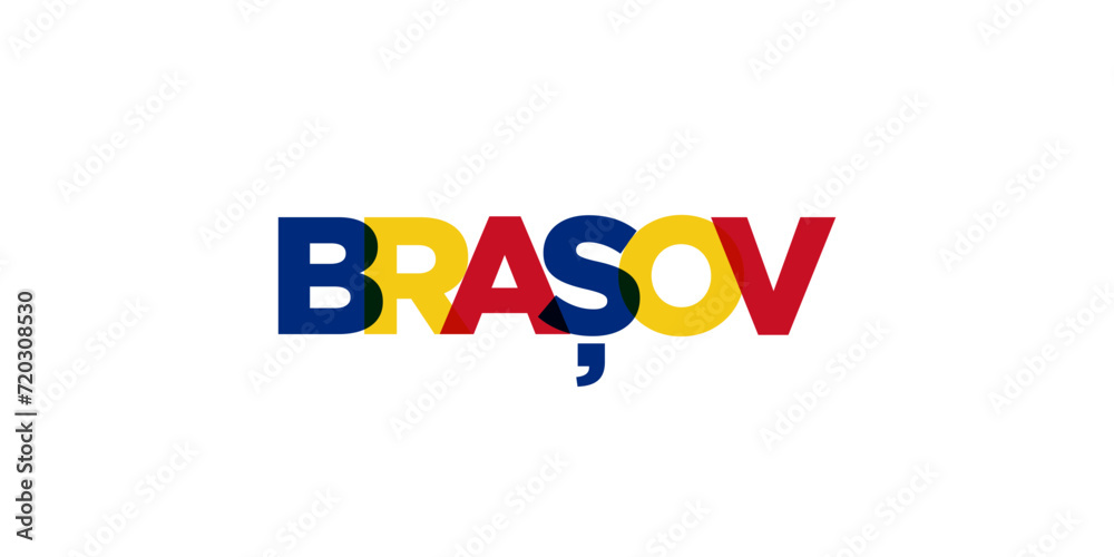 Brasov in the Romania emblem. The design features a geometric style, vector illustration with bold typography in a modern font. The graphic slogan lettering. Brasov in the Romania emblem. The design features a geometric style, vector illustration with bold typography in a modern font. The graphic slogan lettering.