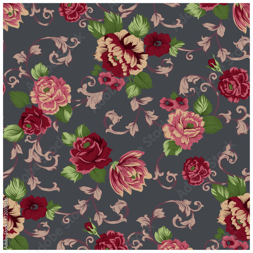 Seamless floral pattern graphic art work design.