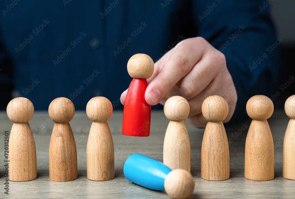 Replace another employee with a loyal and subordinate one. Replacing an old worker with a more productive one. Human resources and HR policy. Installing a subservient leader, easily influenced Replace another employee with a loyal and subordinate one. Replacing an old worker with a more productive one. Human resources and HR policy. Installing a subservient leader, easily influenced