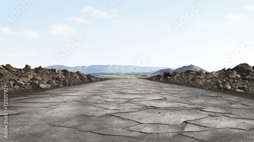 Asphalt road isolated in pure white 