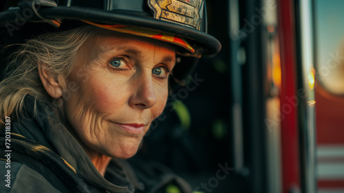 Mulher bombeira de 55 anos