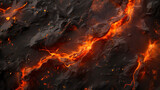 Red lava flows break from the surface after a volcanic eruption. fire abstract background.