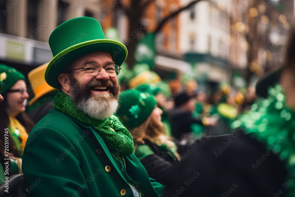 Men in funny leprechaun costumes at the St. Patrick's Day Parade on March Men in funny leprechaun costumes at the St. Patrick's Day Parade on March
