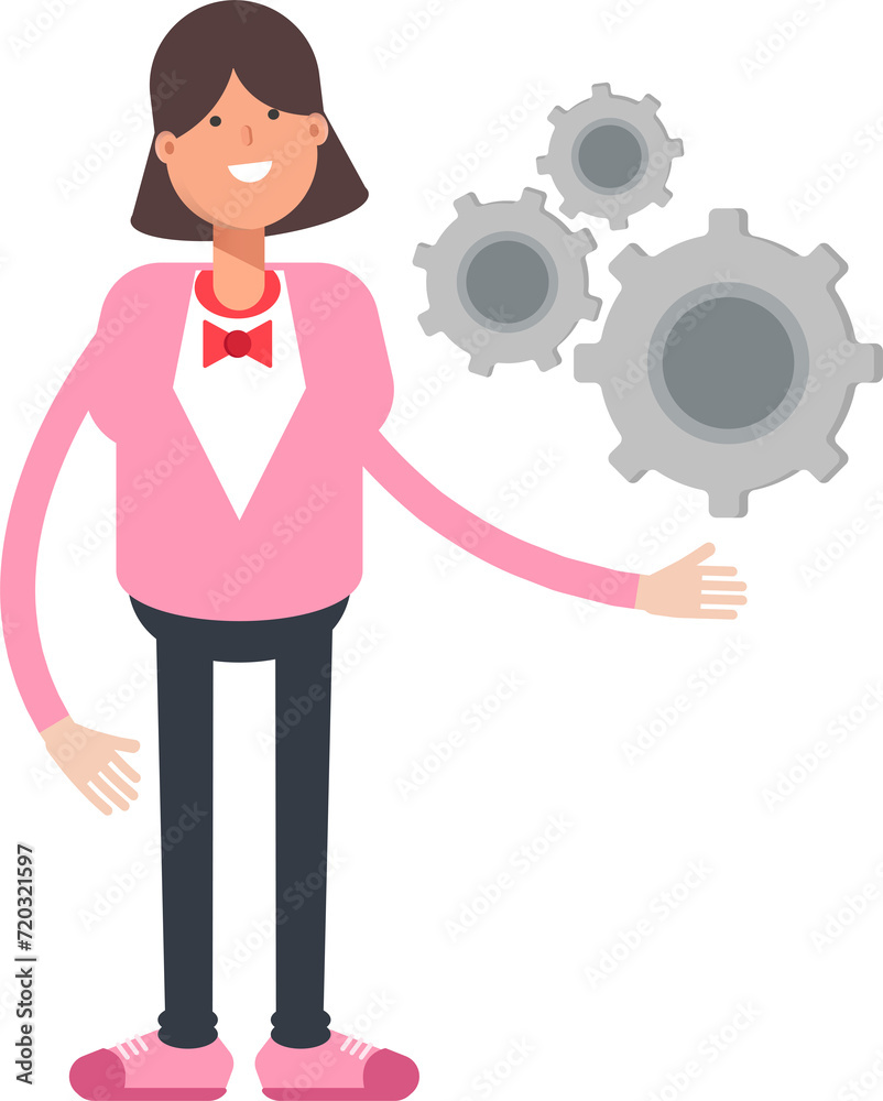 Woman Character Holding Gears
Woman Character Holding Gears