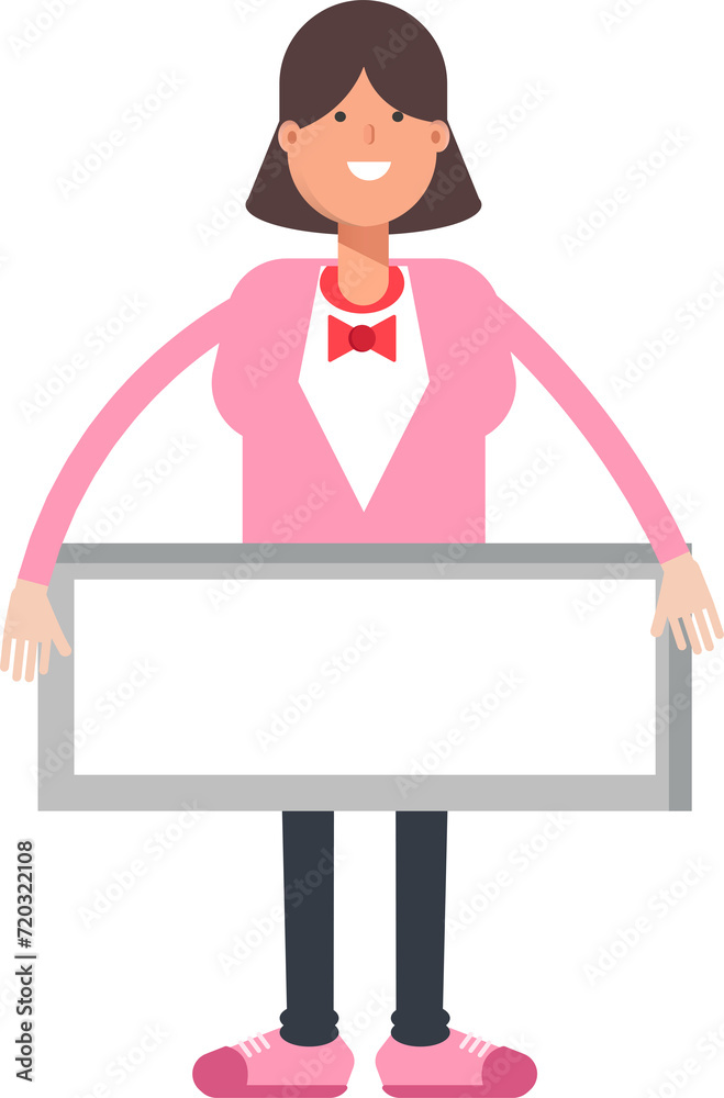 Woman Character and Blank Signage
Woman Character and Blank Signage