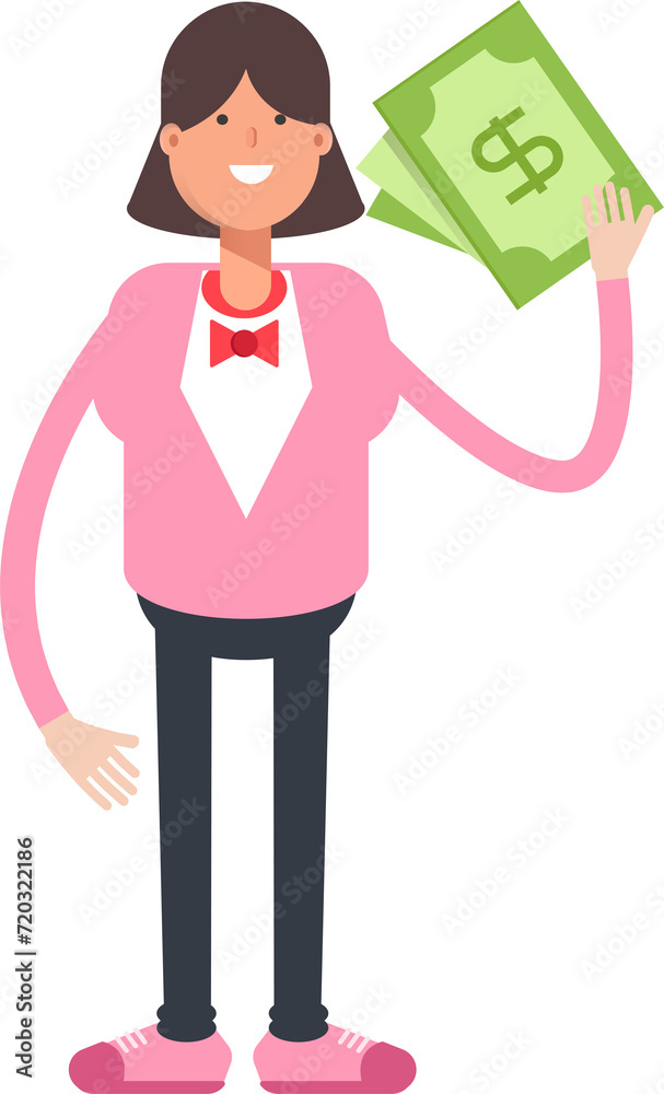 Woman Character Holding Dollar Banknotes
Woman Character Holding Dollar Banknotes