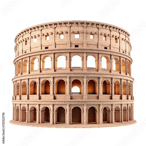 Iconic Coliseum, Isolated on Transparent and white Backgrounds. Generative ai