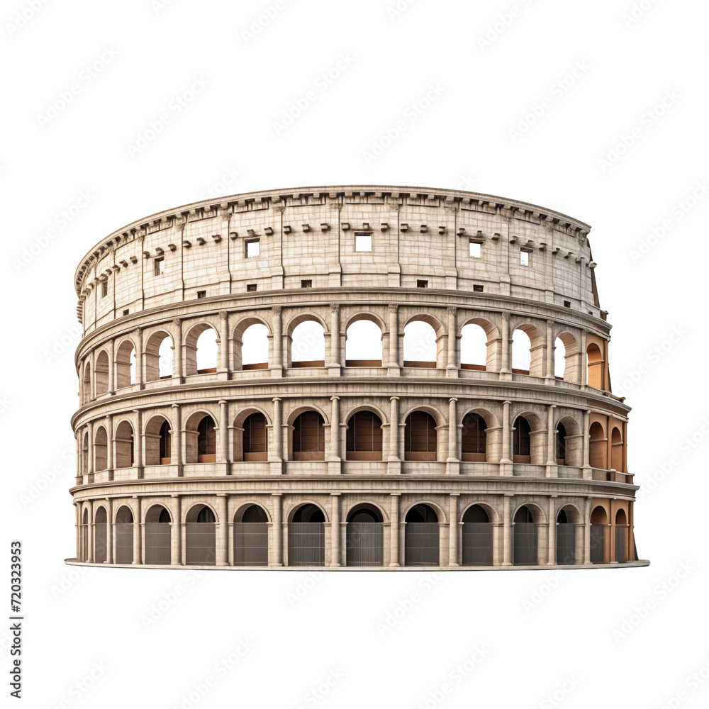 Colosseum. Iconic Coliseum, Isolated on Transparent and white Backgrounds. Generative ai