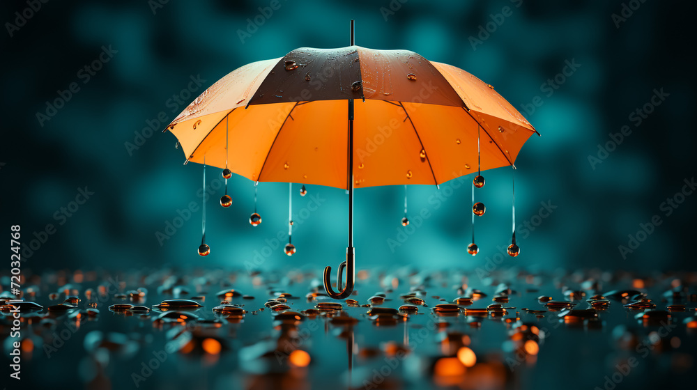 yellow umbrella with beautiful background, generative AI 