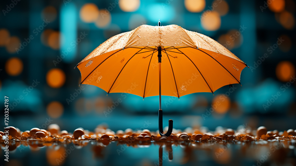 yellow umbrella with beautiful background, generative AI 