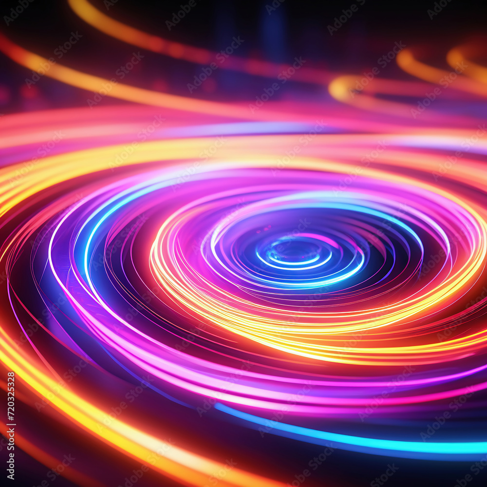 3d render. Abstract panoramic background of twisted dynamic neon lines glowing 3d render. Abstract panoramic background of twisted dynamic neon lines glowing