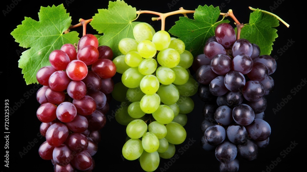 green, blue and red grapes set 