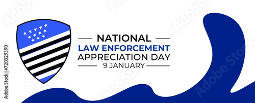 United States national law enforcement day banner vector design with stars, stripes and blue, white, black colors. national law enforcement day celebration and remembrance poster. banner, card, poster