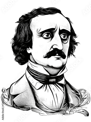 Portrait of Edgar Allan Poe, generative AI photo