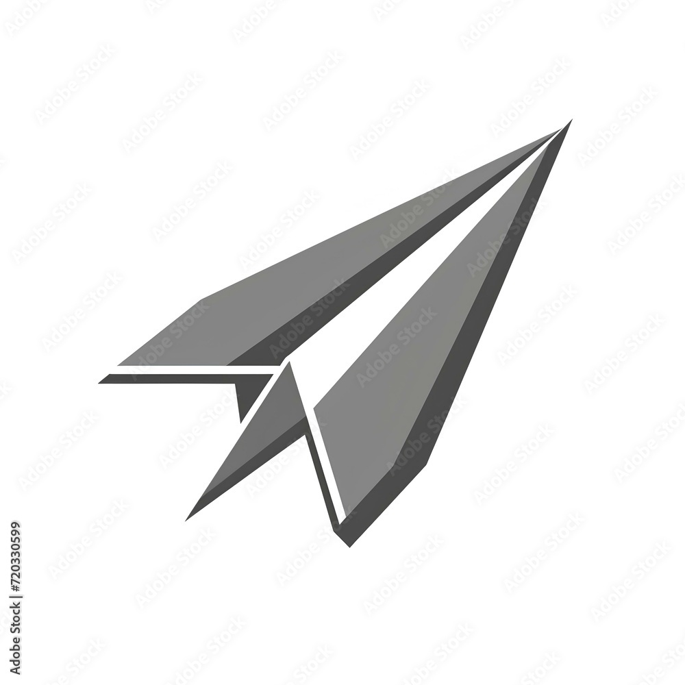 simple flat geometric vector graphic logo of a paper plane landing, grayscale. generative AI simple flat geometric vector graphic logo of a paper plane landing, grayscale. generative AI