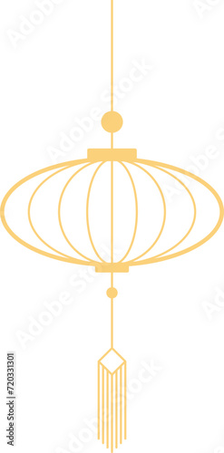 Chinese lanterns, illustrations and decorations for Asian New Year, outline, 2D front view.
