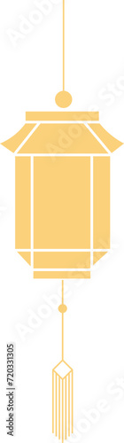 Chinese lanterns, illustrations and decorations for Asian New Year, flat design, 2D front view.
