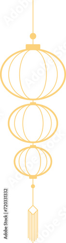 Chinese lanterns, illustrations and decorations for Asian New Year, outline, 2D front view.
