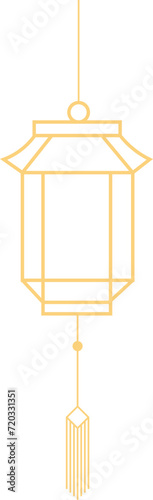 Chinese lanterns, illustrations and decorations for Asian New Year, outline, 2D front view.
