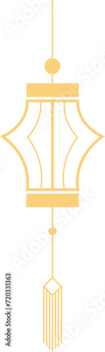 Chinese lanterns, illustrations and decorations for Asian New Year, outline, 2D front view.
